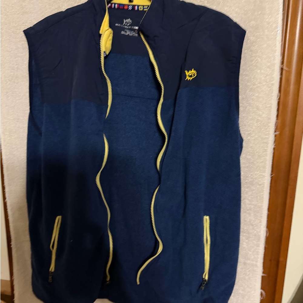 Southern Tide Men's Dark Blue and Yellow Vest